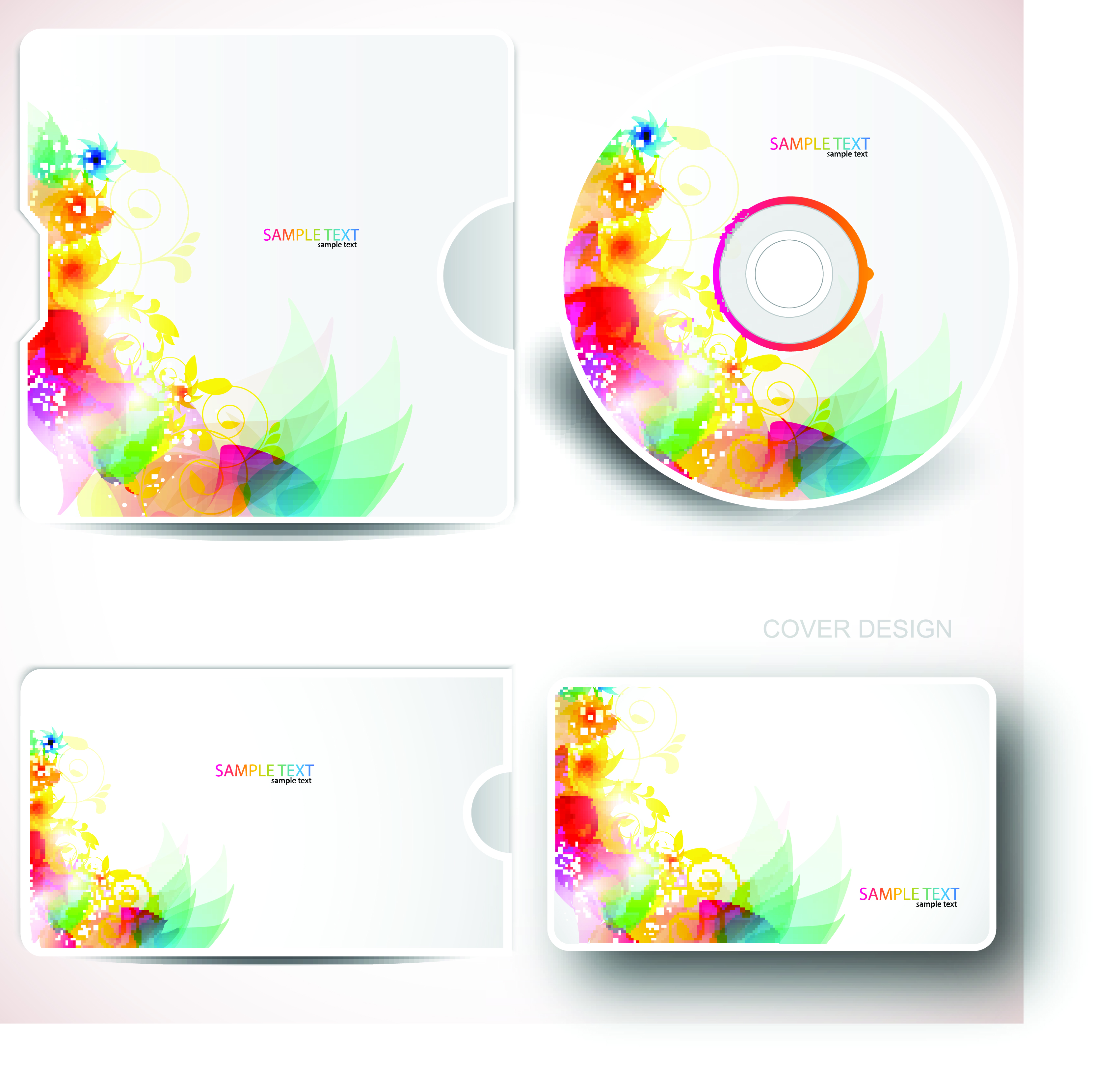 cd decor templates modern sparkling colorful botany sketch