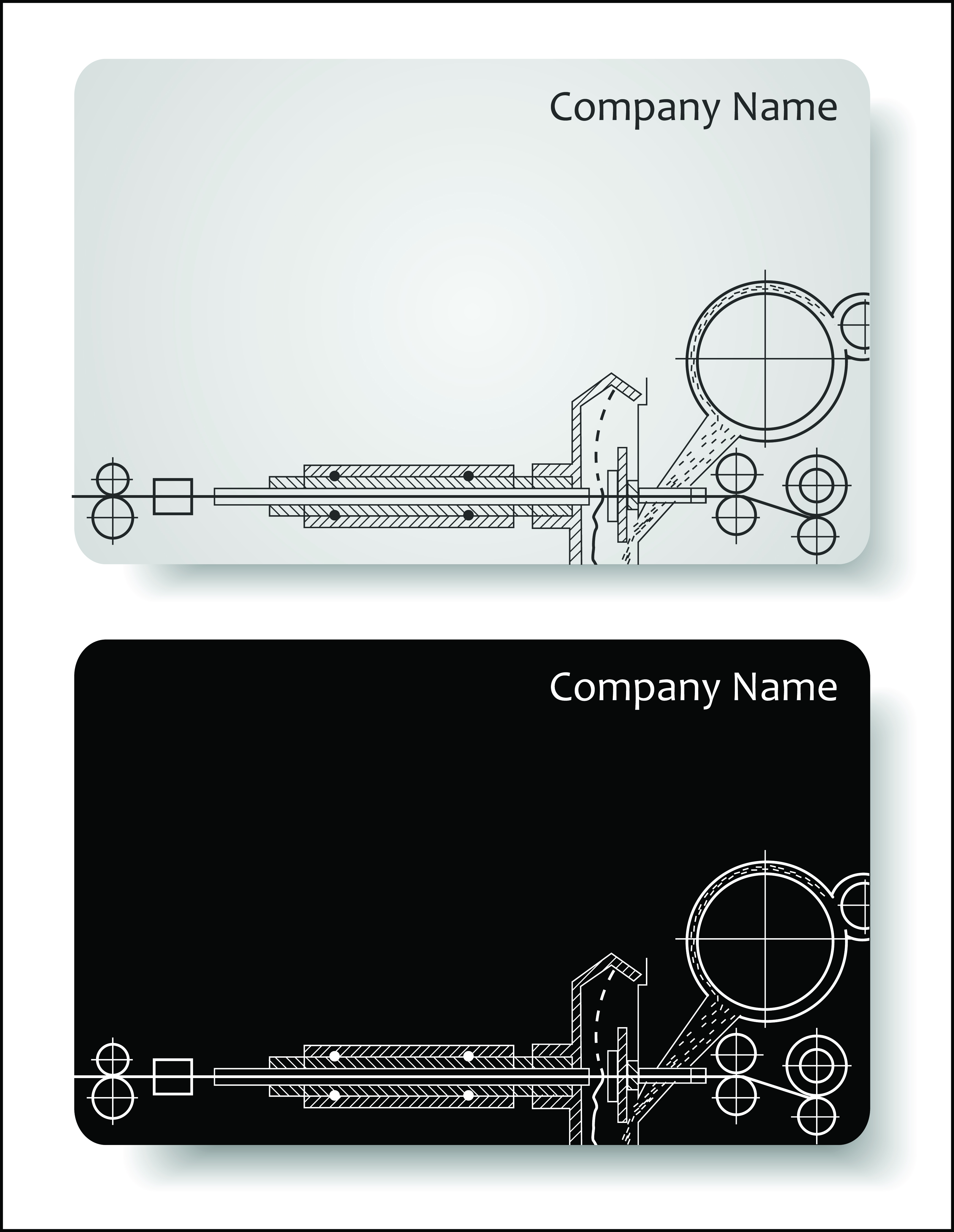 business card template engineering theme black white decor