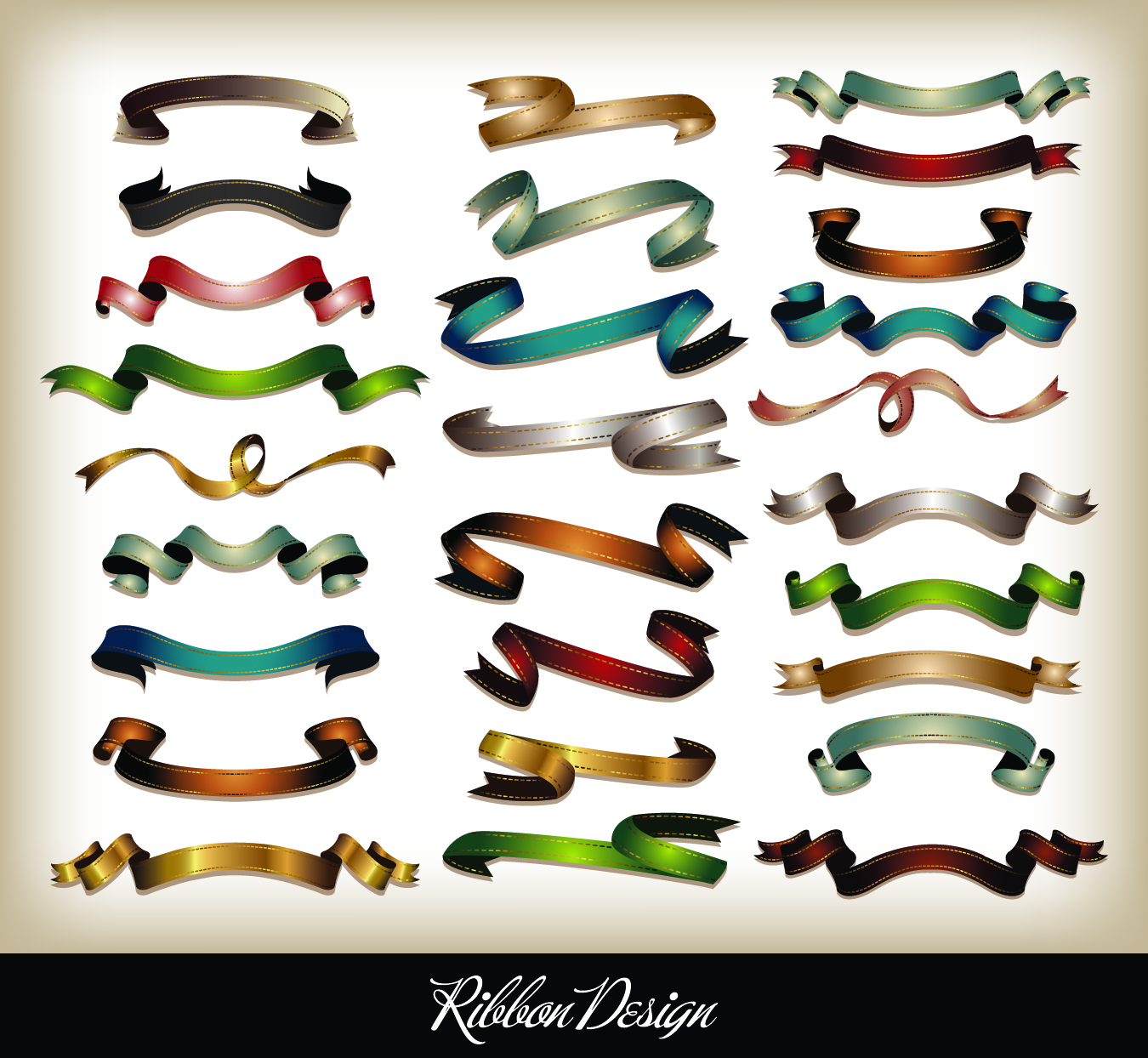 ribbon templates colorful swirled dynamic shapes