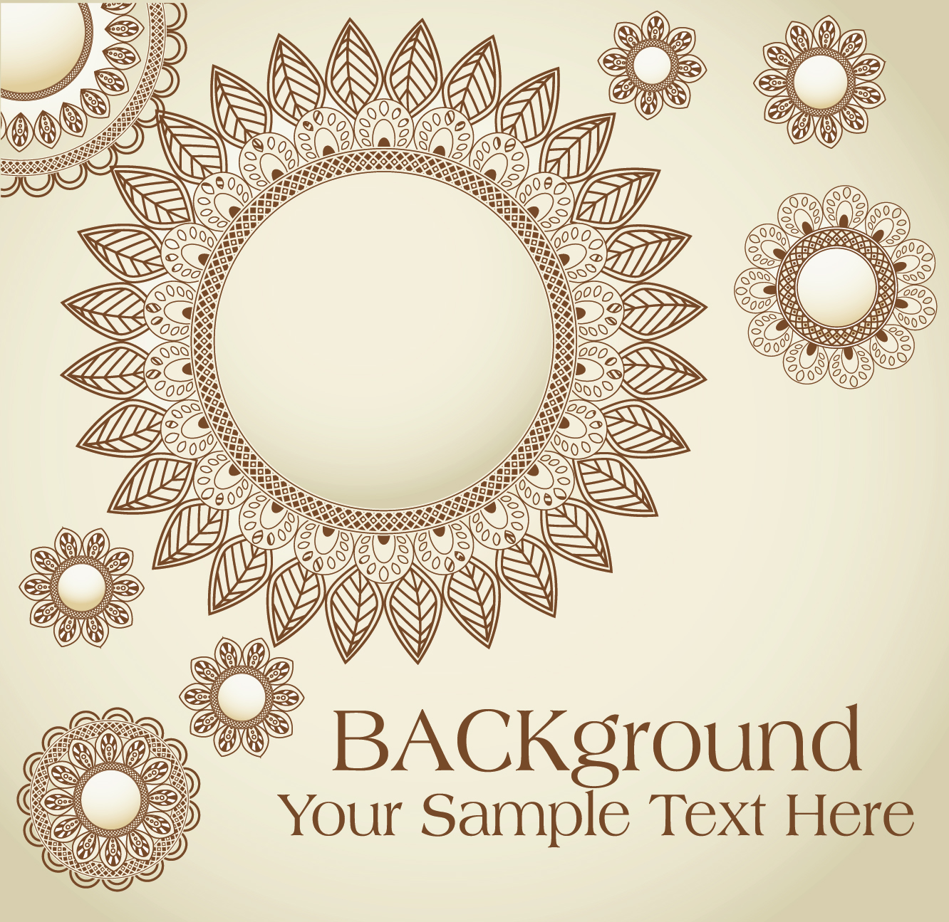 decorative background petals sketch retro symmetric flat shapes