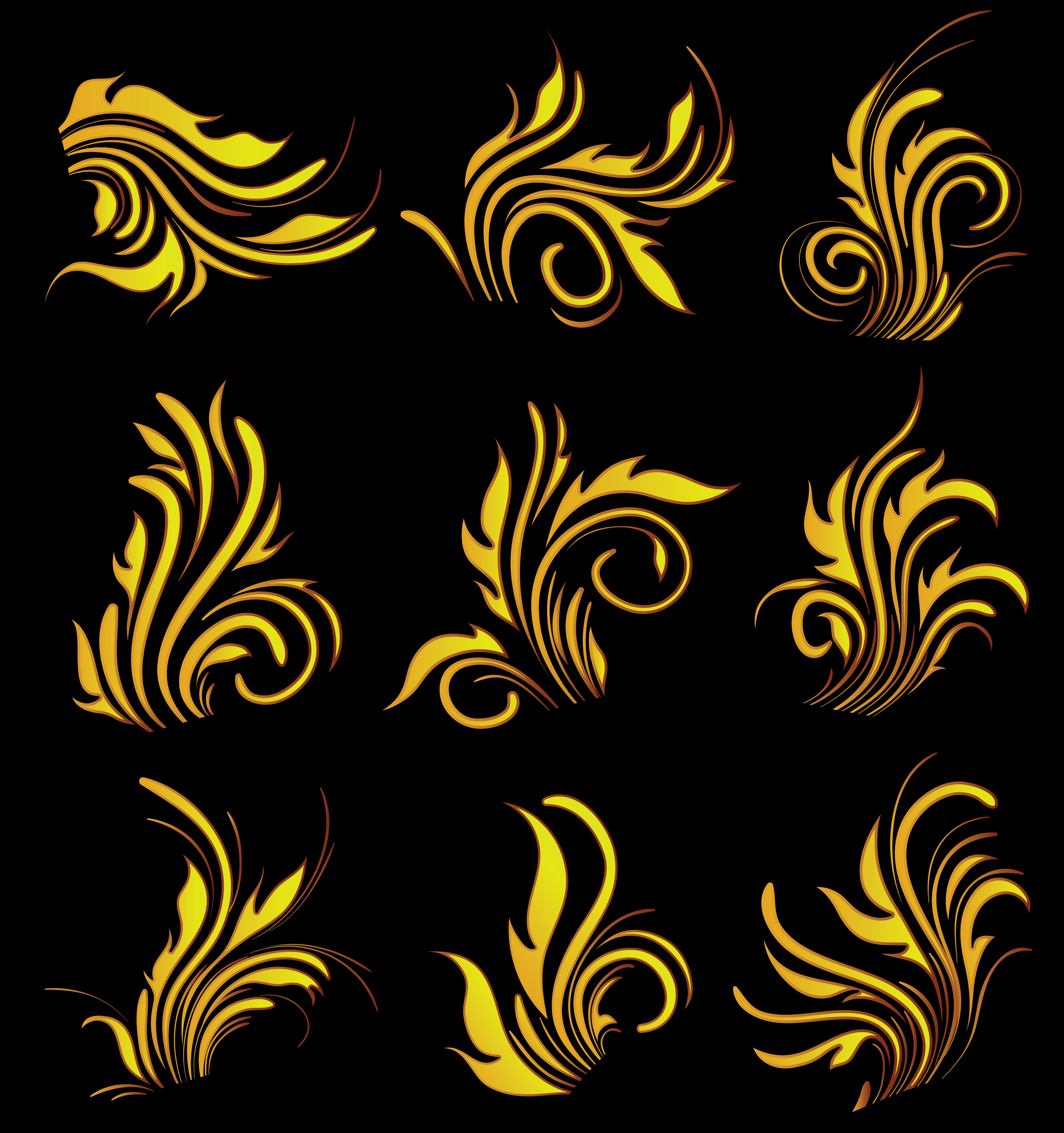 plant design elements yellow dynamic curves shapes