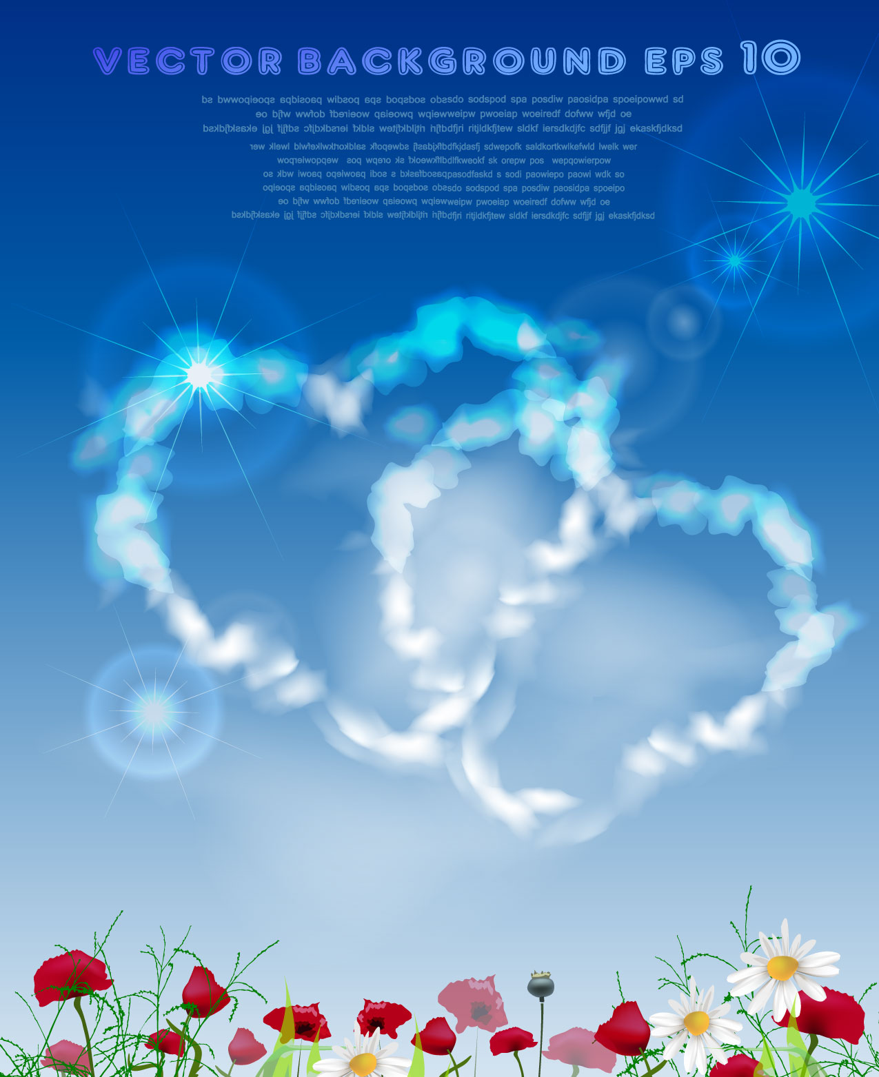 love background modern colorful hearts clouds floras decor