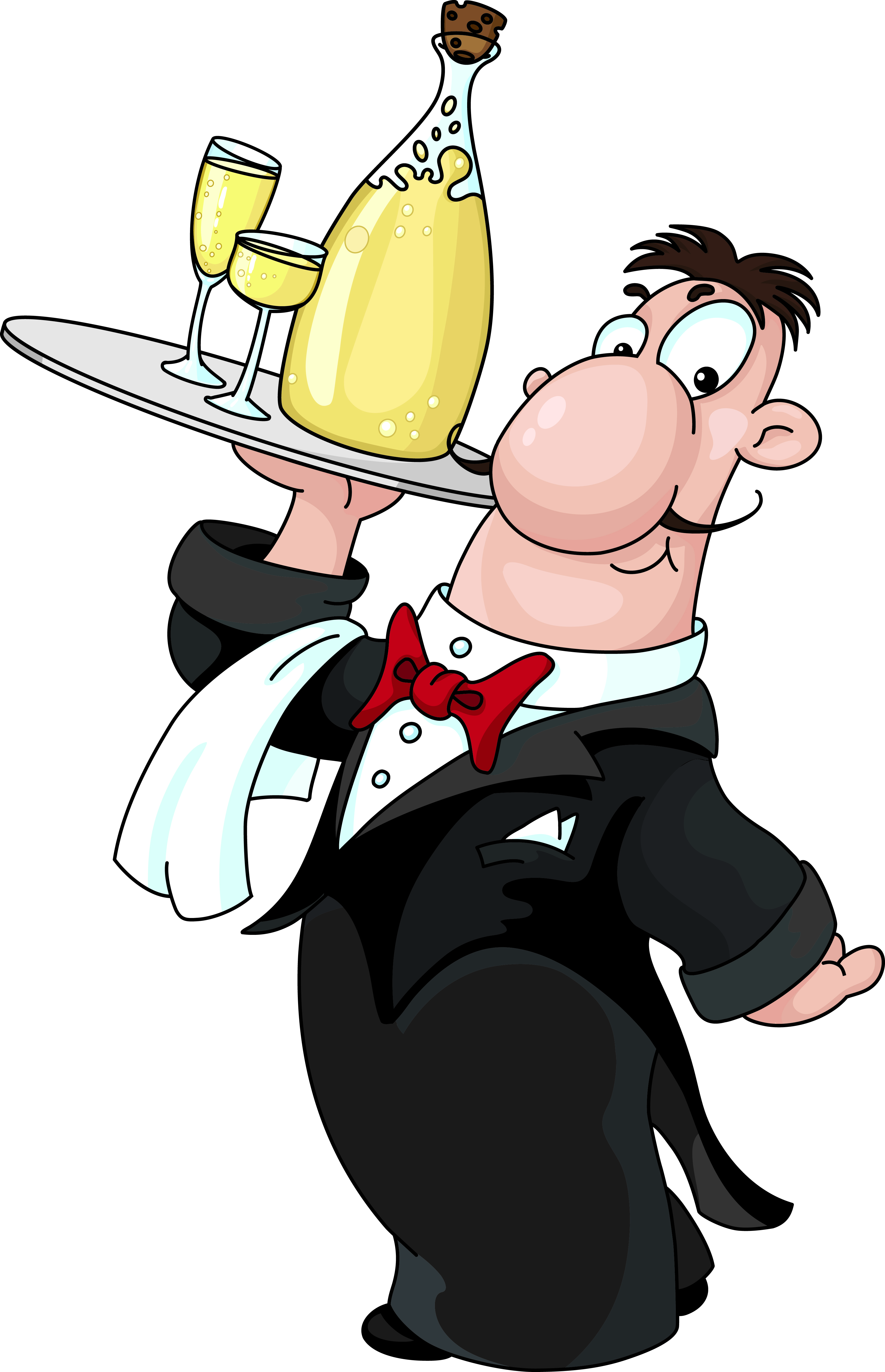 waiter career icon funny cartoon character sketch