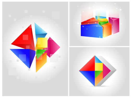 geometric icons modern colorful 3d sketch