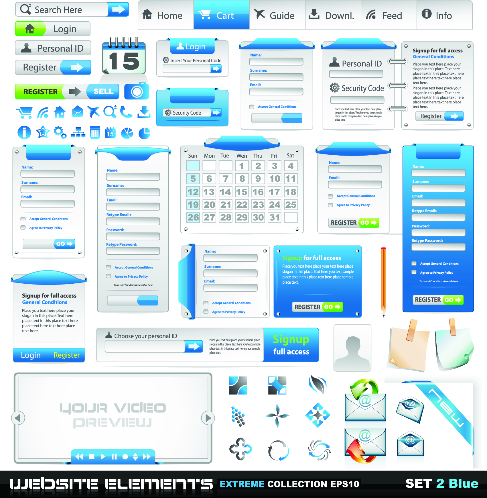 web design elements elegant bright blue white decor