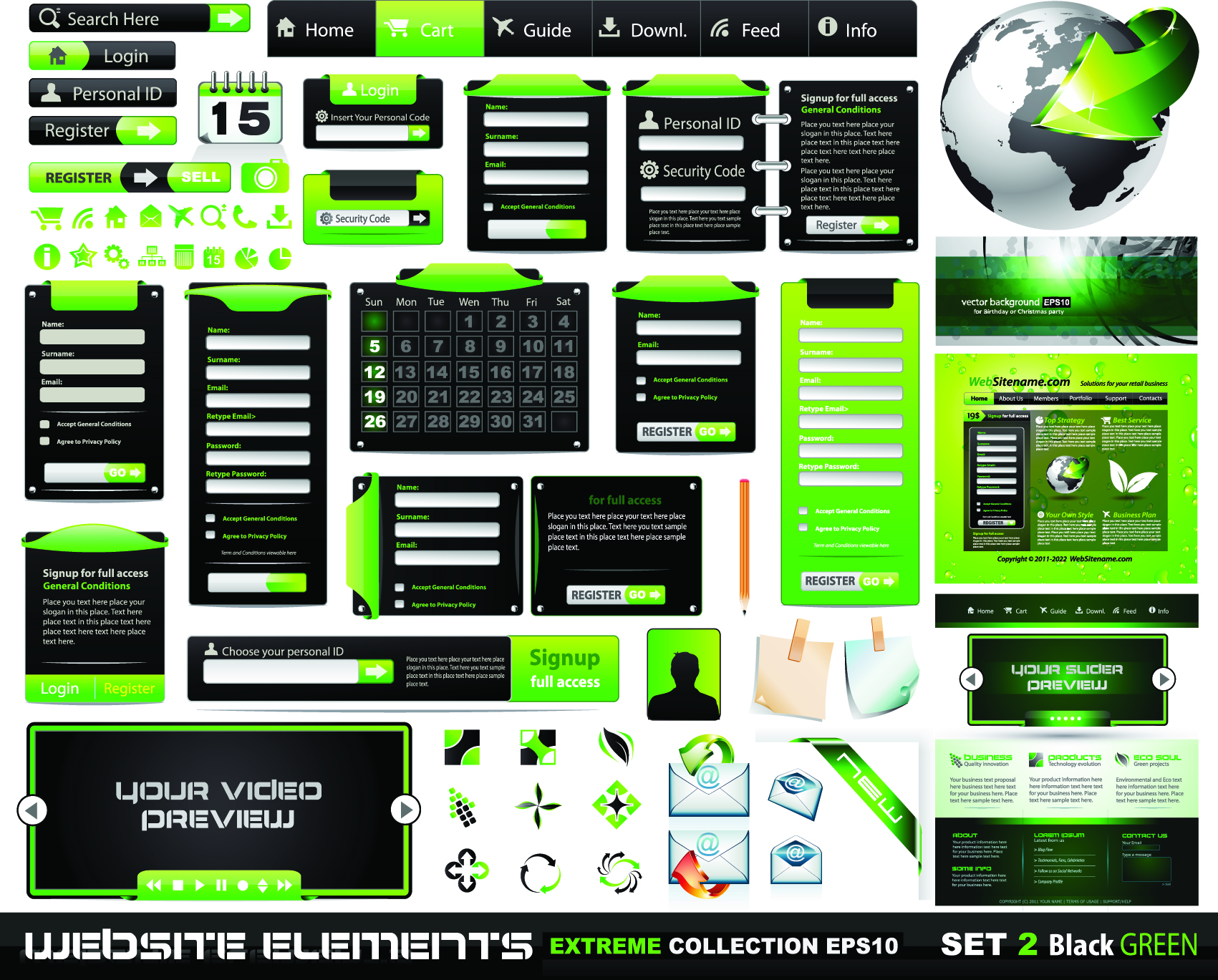 web design elements shiny modern black green