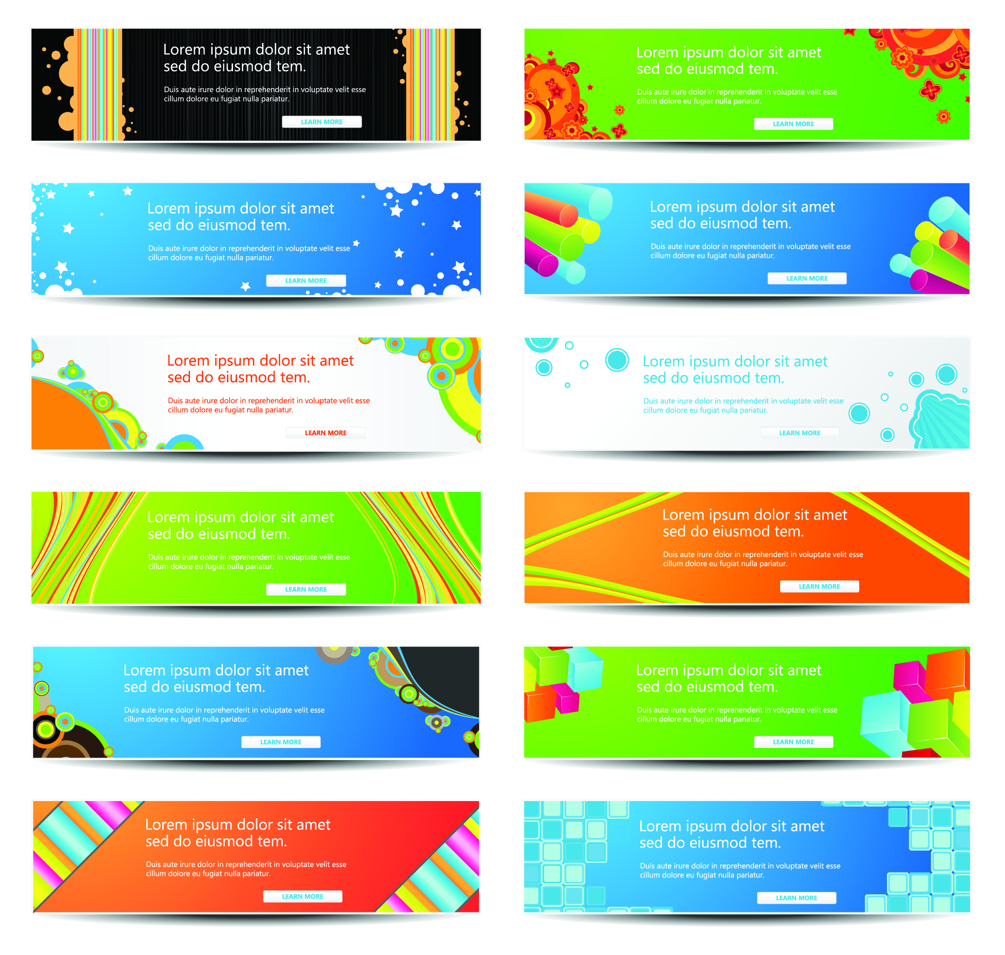 web banners templates colorful horizontal design