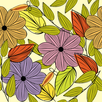 floral painting colorful flat handdrawn design