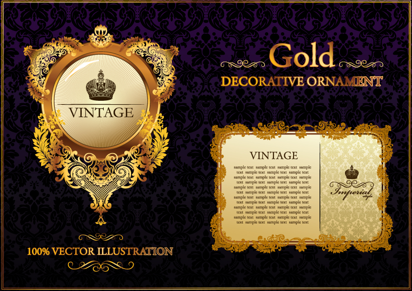 gold decorative templates luxury european shapes