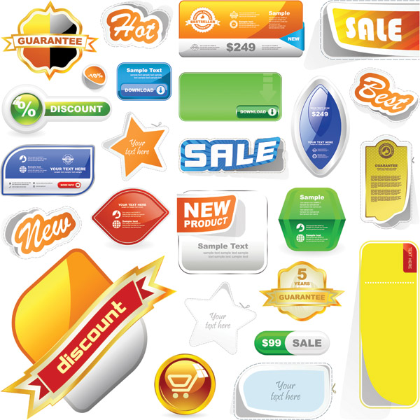 sale tags templates colorful modern shapes design