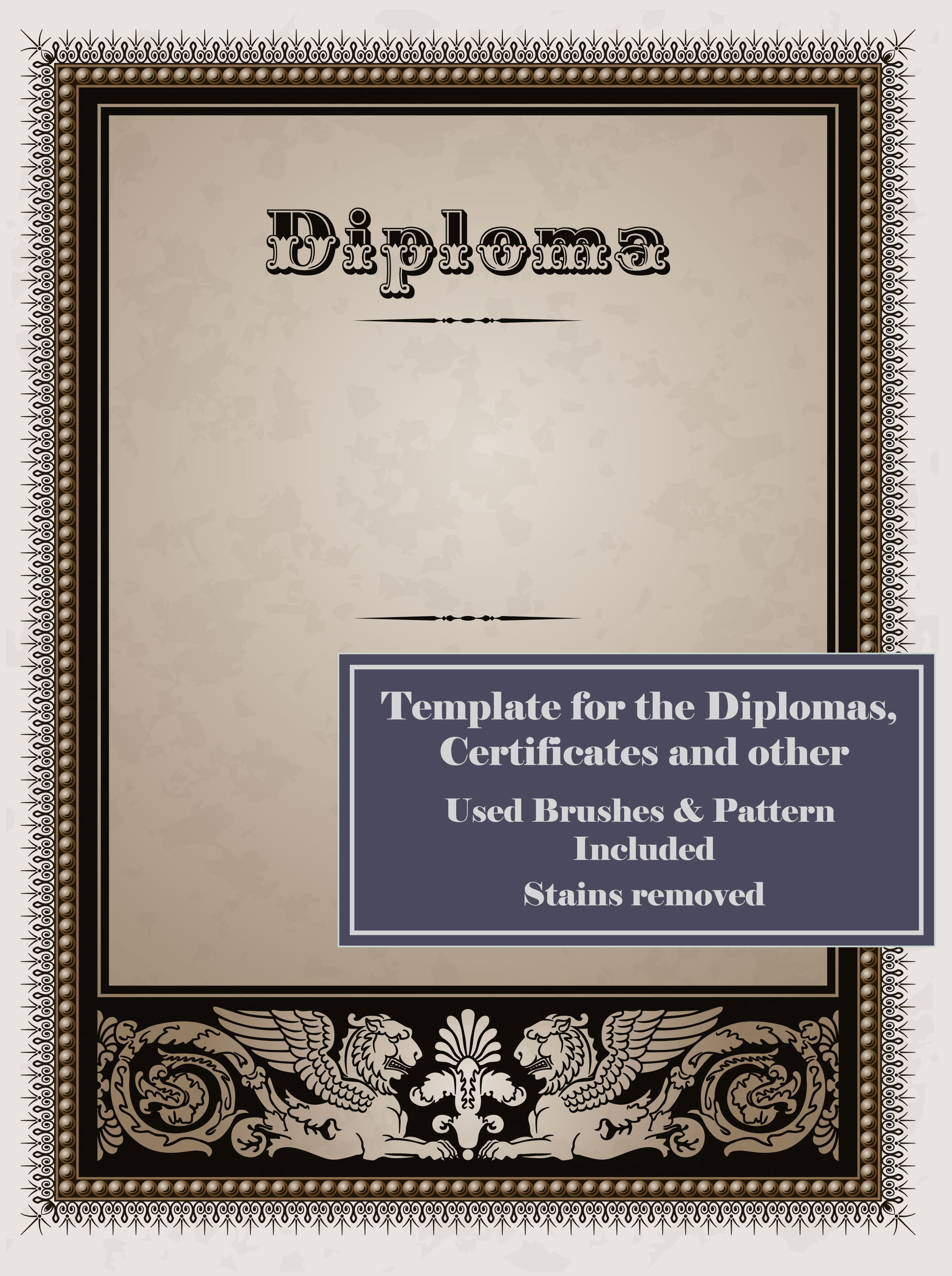 diploma border template elegant european decor