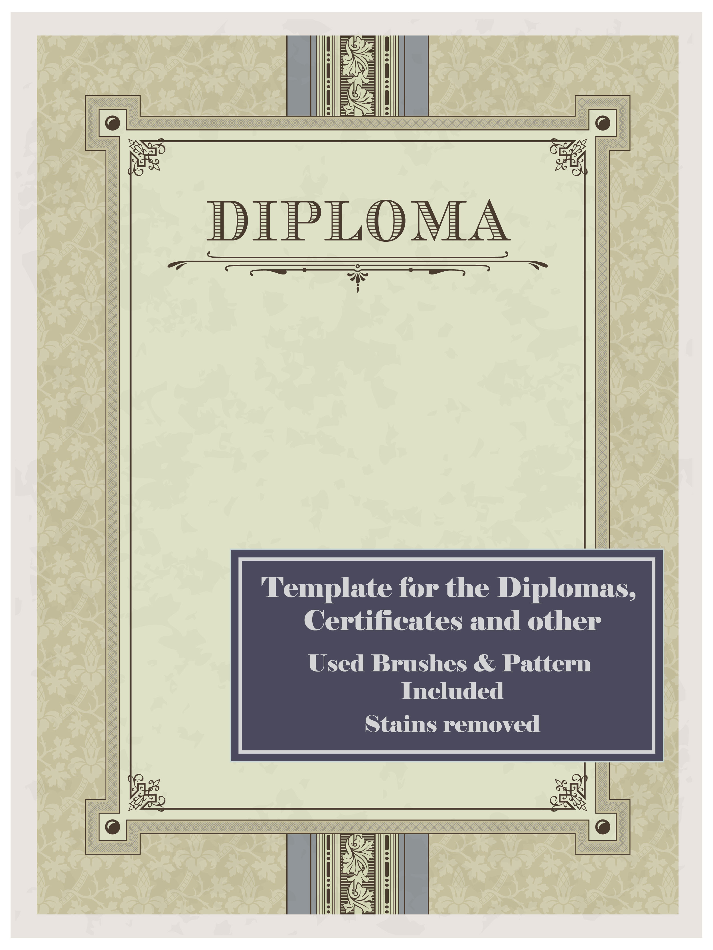 diploma template elegant symmetric decor classical design