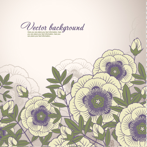 floral background colored classic decor flat handdrawn