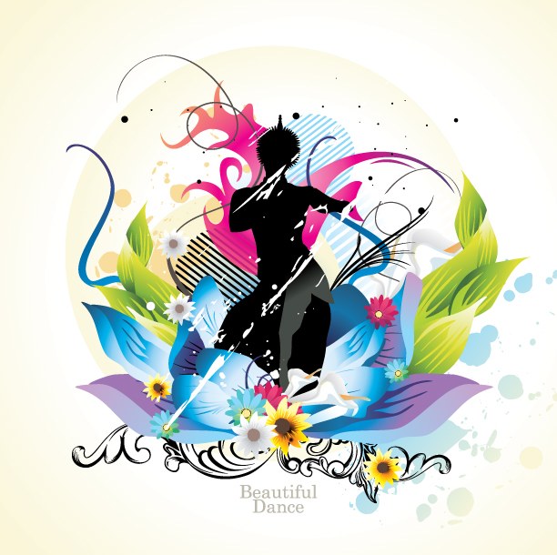 beauty background modern colorful decor floral silhouette design