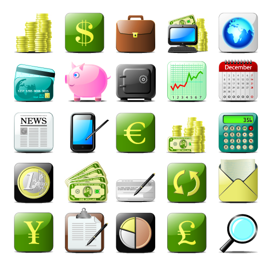 finance icons modern colored flat symbols sketch