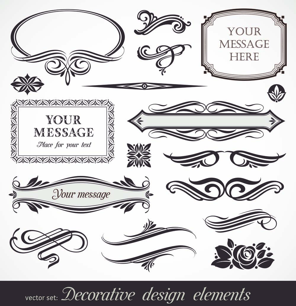 document decorative templates retro elegant curves symmetric shapes