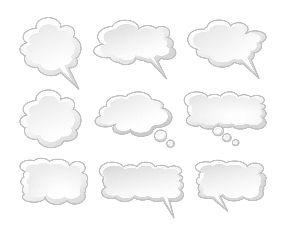 speech bubbles templates cloud shapes sketch flat white