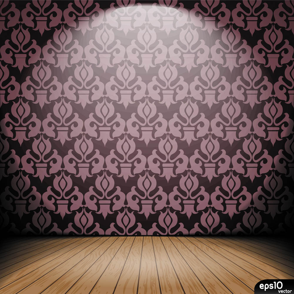 stage template classic wallpaper wooden floor decor