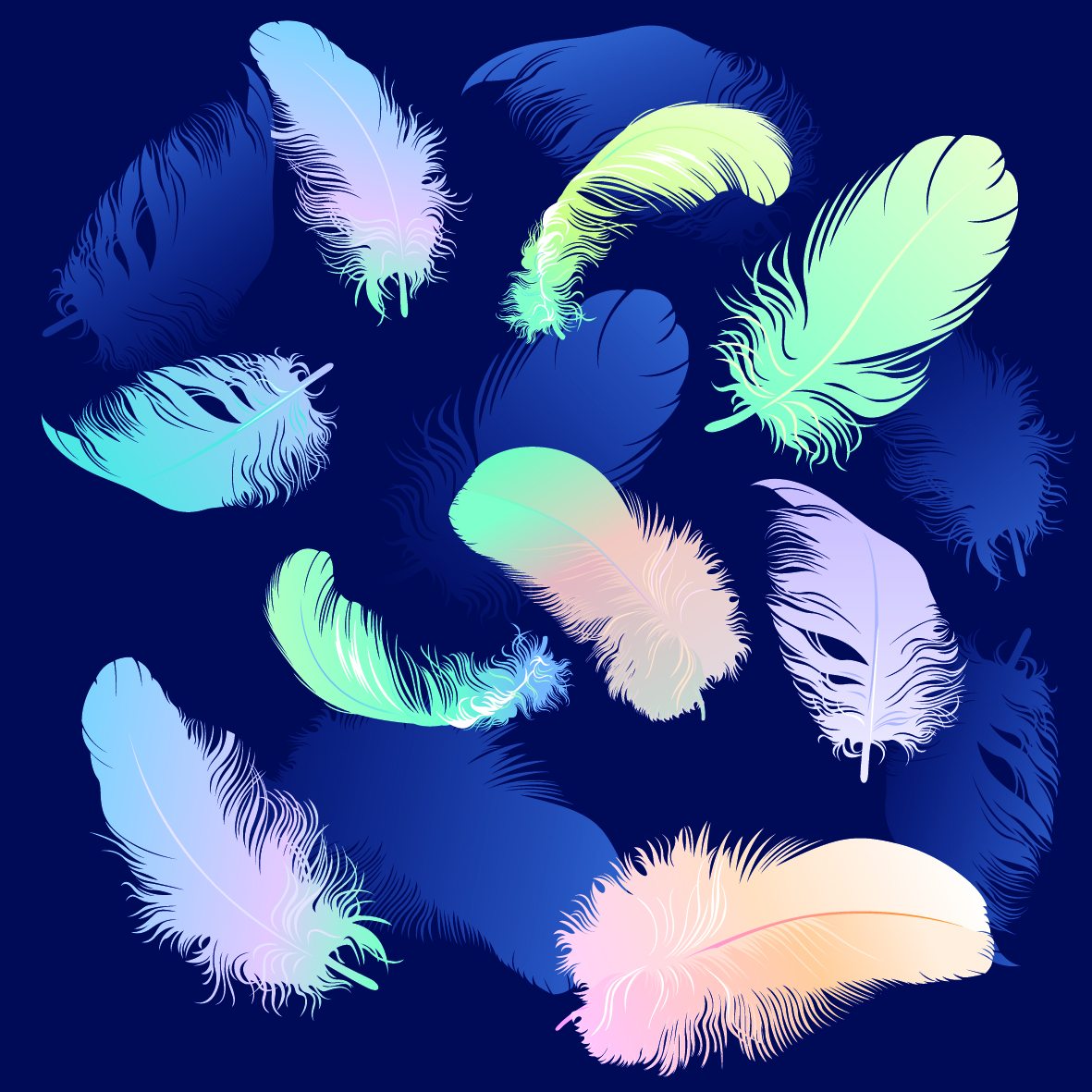 feathers background modern colorful dynamic floating