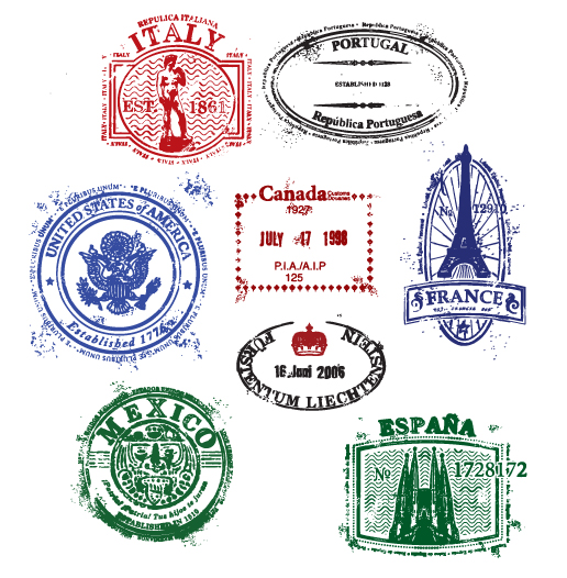 national stamps templates flat retro grunge decor