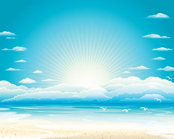 seaside landscape background bright shiny colored decor