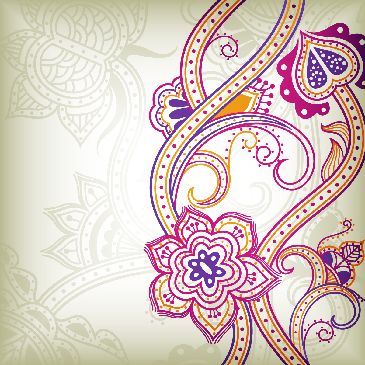 traditional floral background colorful dynamic flat curves