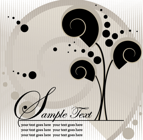 card background template black white flat trees sketch