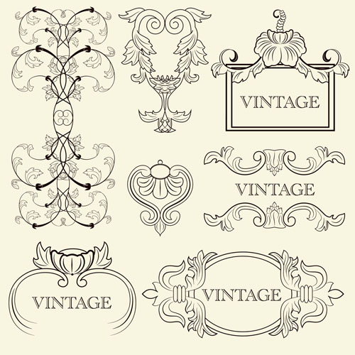 card decorative elements elegant vintage symmetric shapes