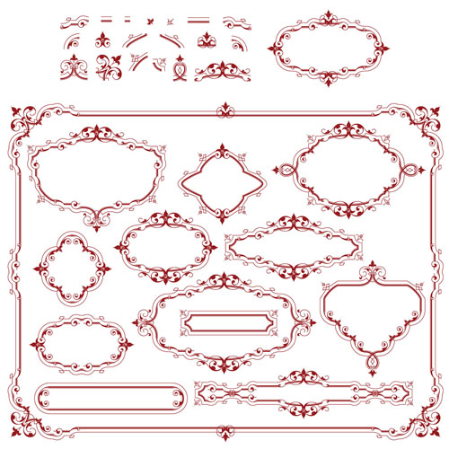 border decorative elements elegant retro symmetric shapes