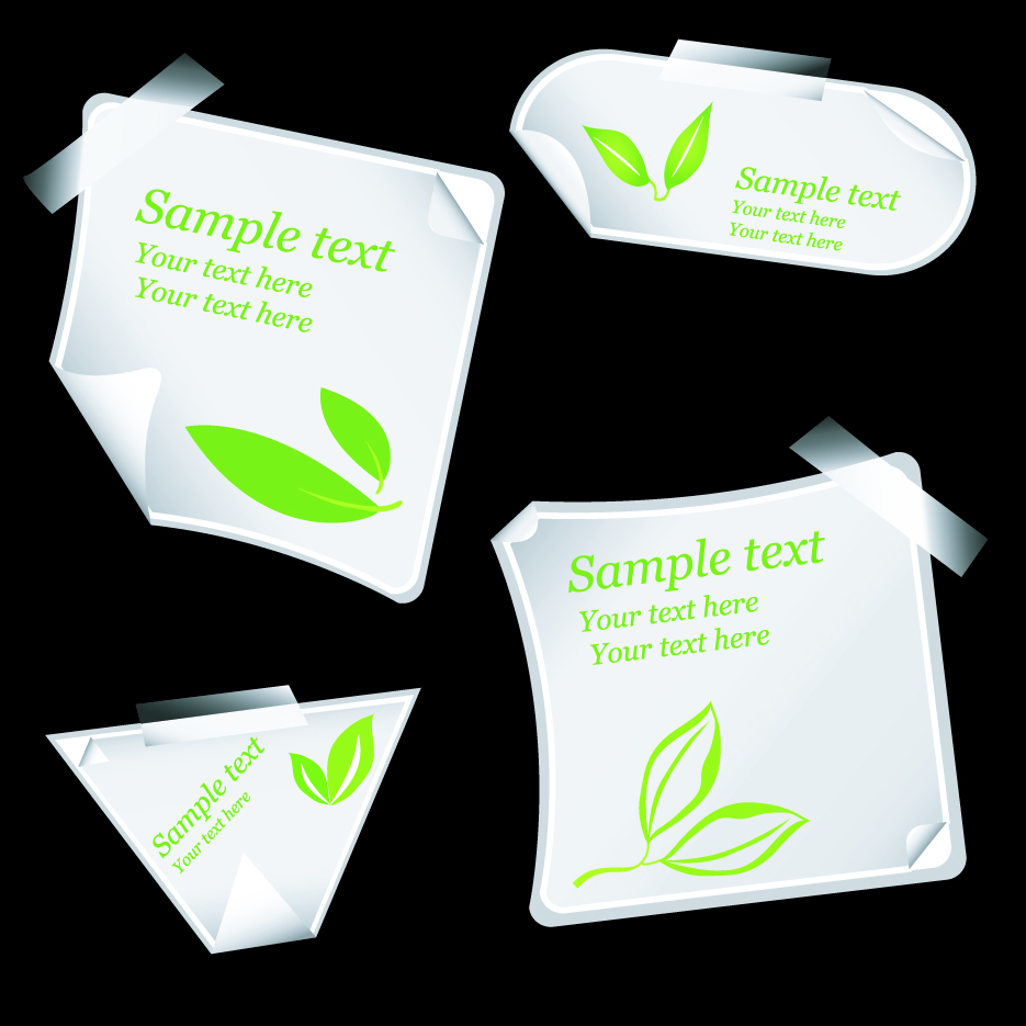 ecological label template modern green leaf decor