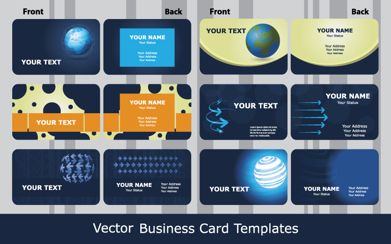 business card templates modern dark technology decor