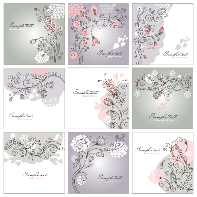 floral background templates elegant flat handdrawn sketch