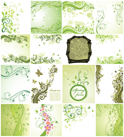 card background templates collection elegant curved floral sketch