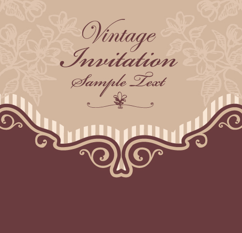 invitation card template elegant dark flat retro decor