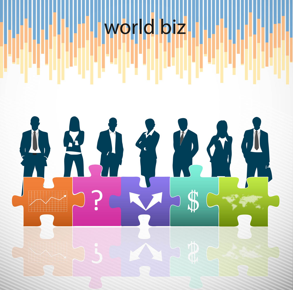 business background modern joint puzzles silhouette decor