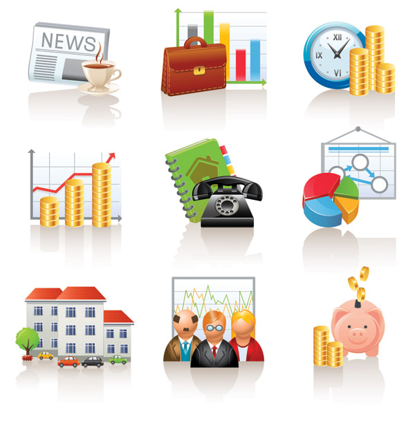 finance icons shiny colorful modern symbols sketch