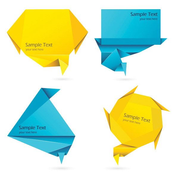 decorative origami templates colored modern 3d shapes