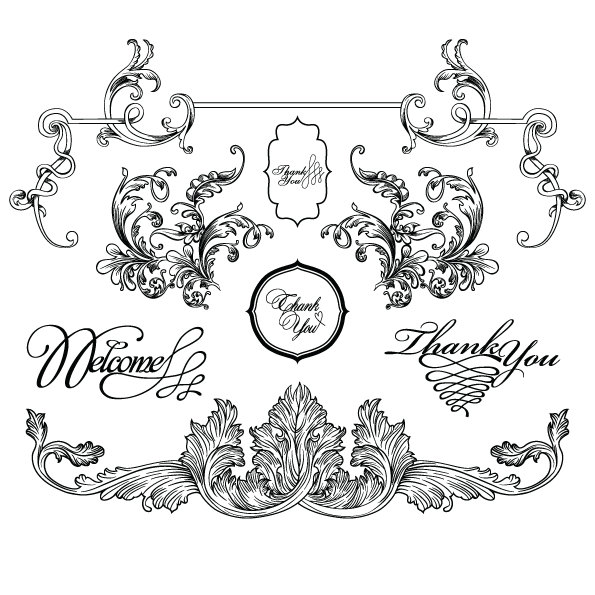 wedding decorative templates formal elegant european shapes sketch