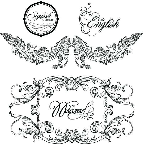 wedding decorative templates elegant symmetric shapes calligraphy sketch