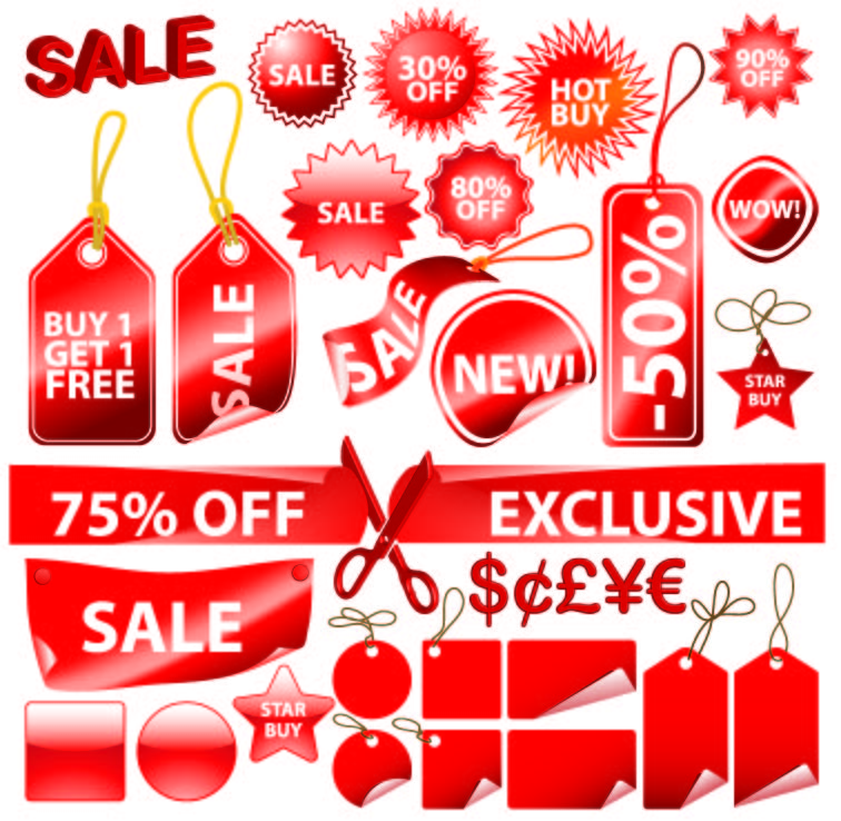 sales tags templates red shiny modern shapes sketch