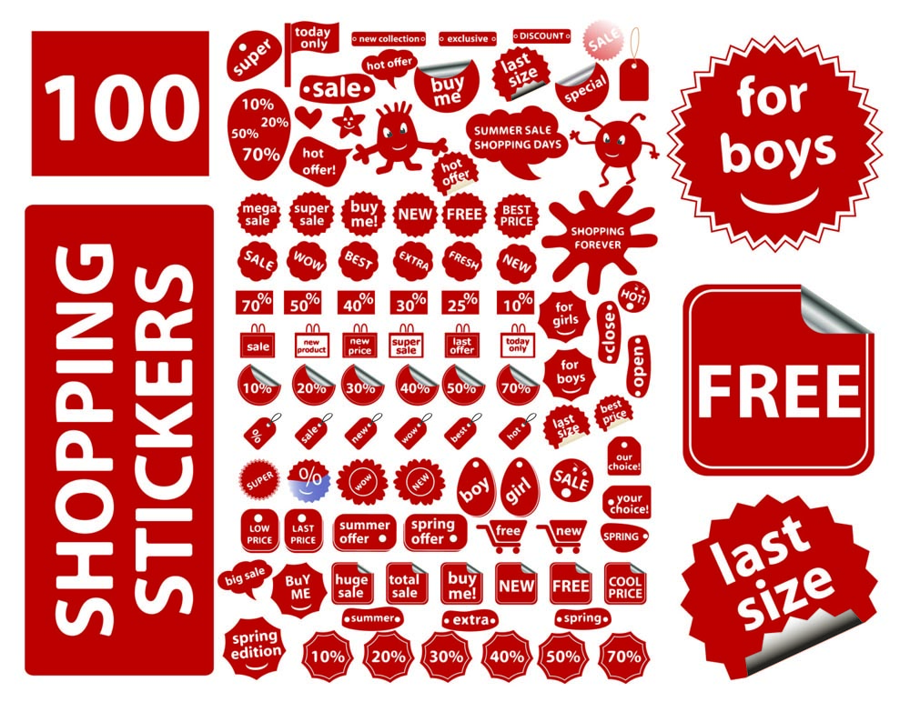 sales stickers templates collection modern red shapes decor