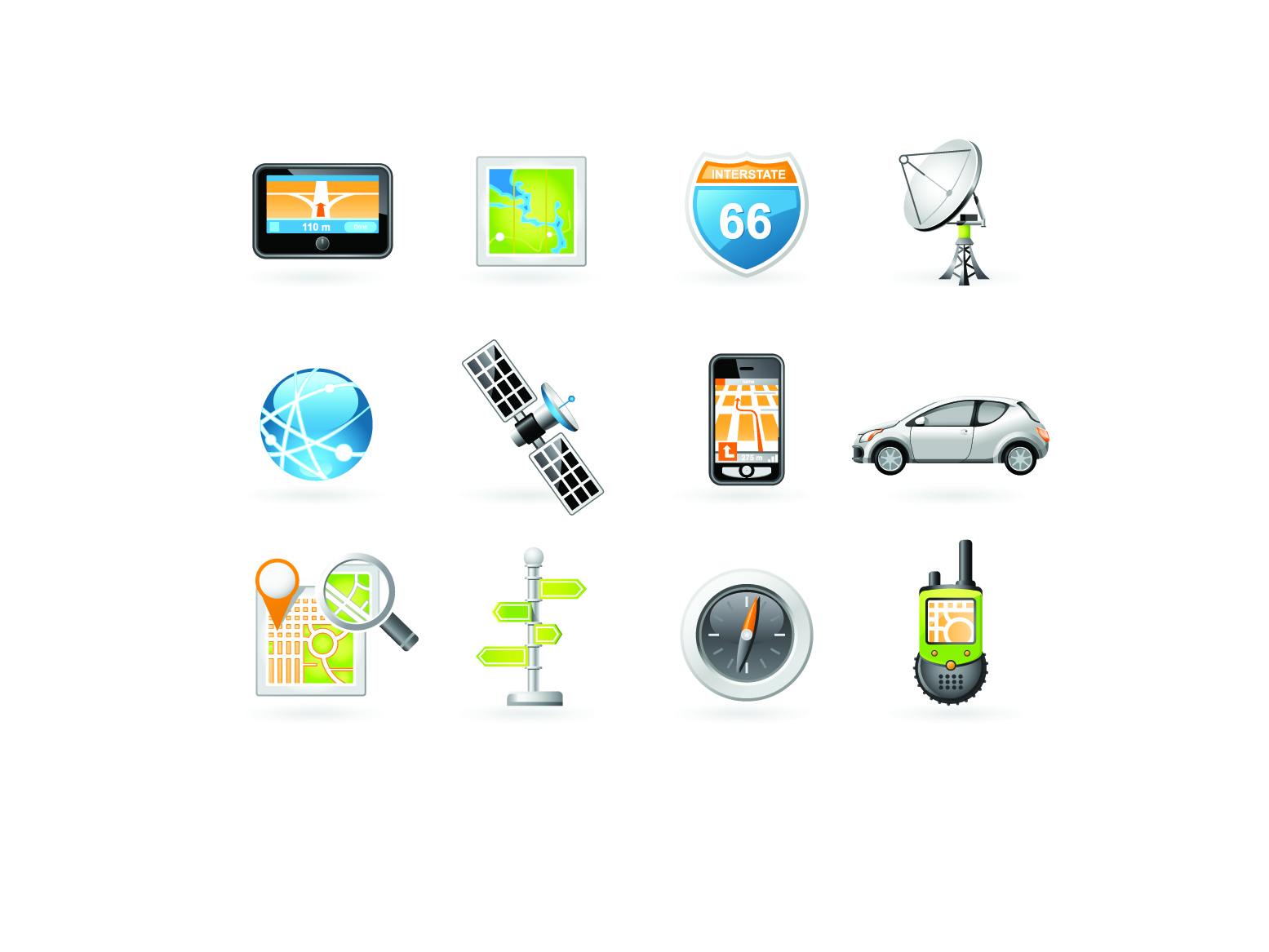 navigation icons colored modern symbols sketch