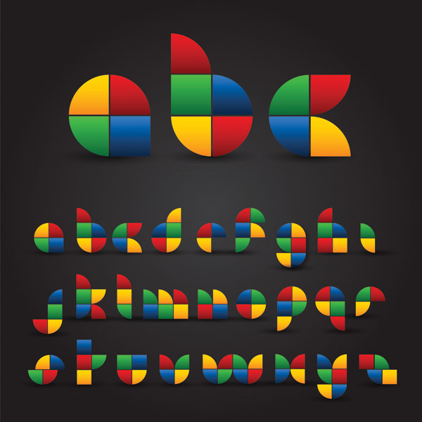 logo elements collection modern colorful geometric sketch