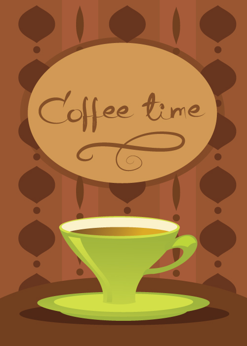 coffee time poster cup sketch classic background decor