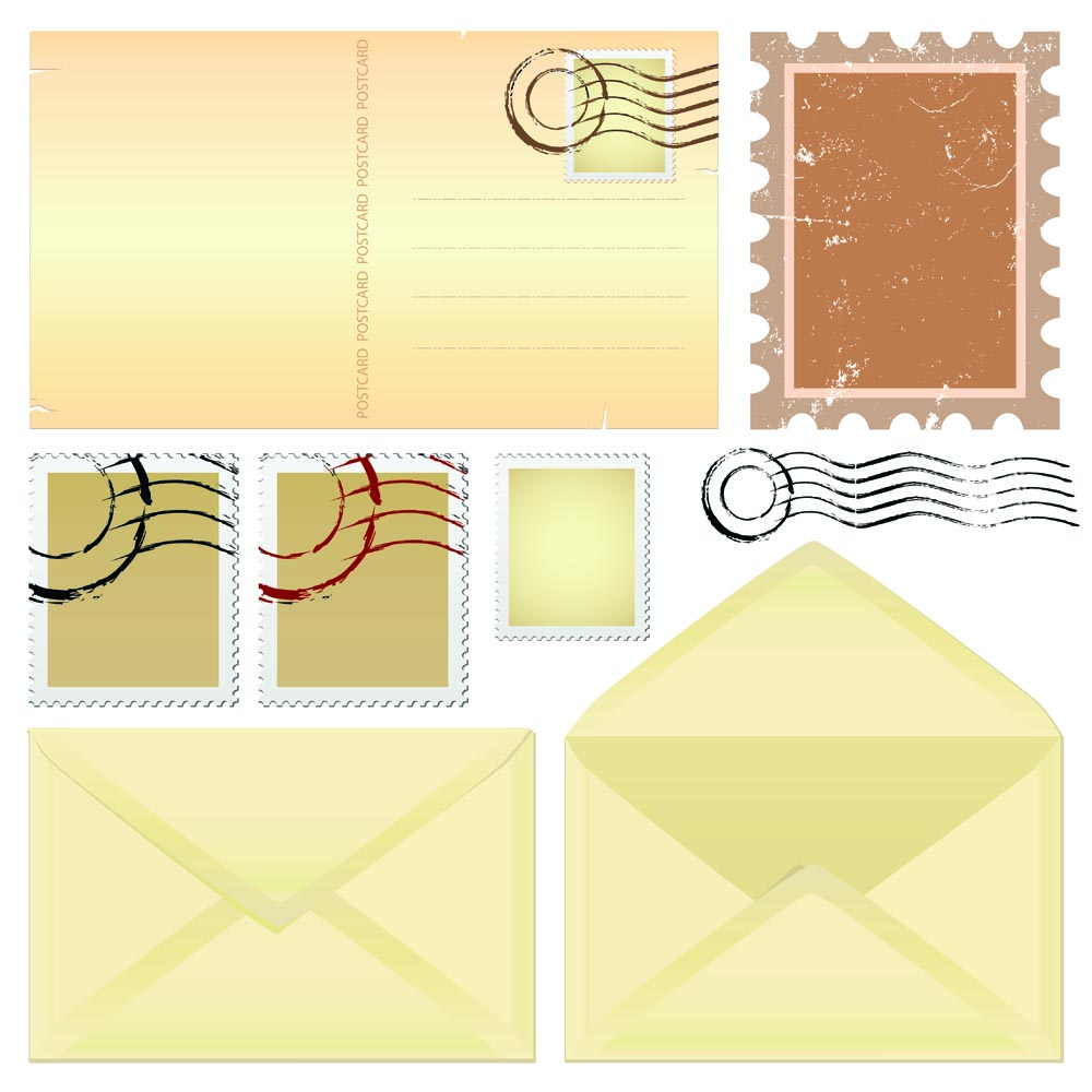 envelope stamp templates flat retro plain design