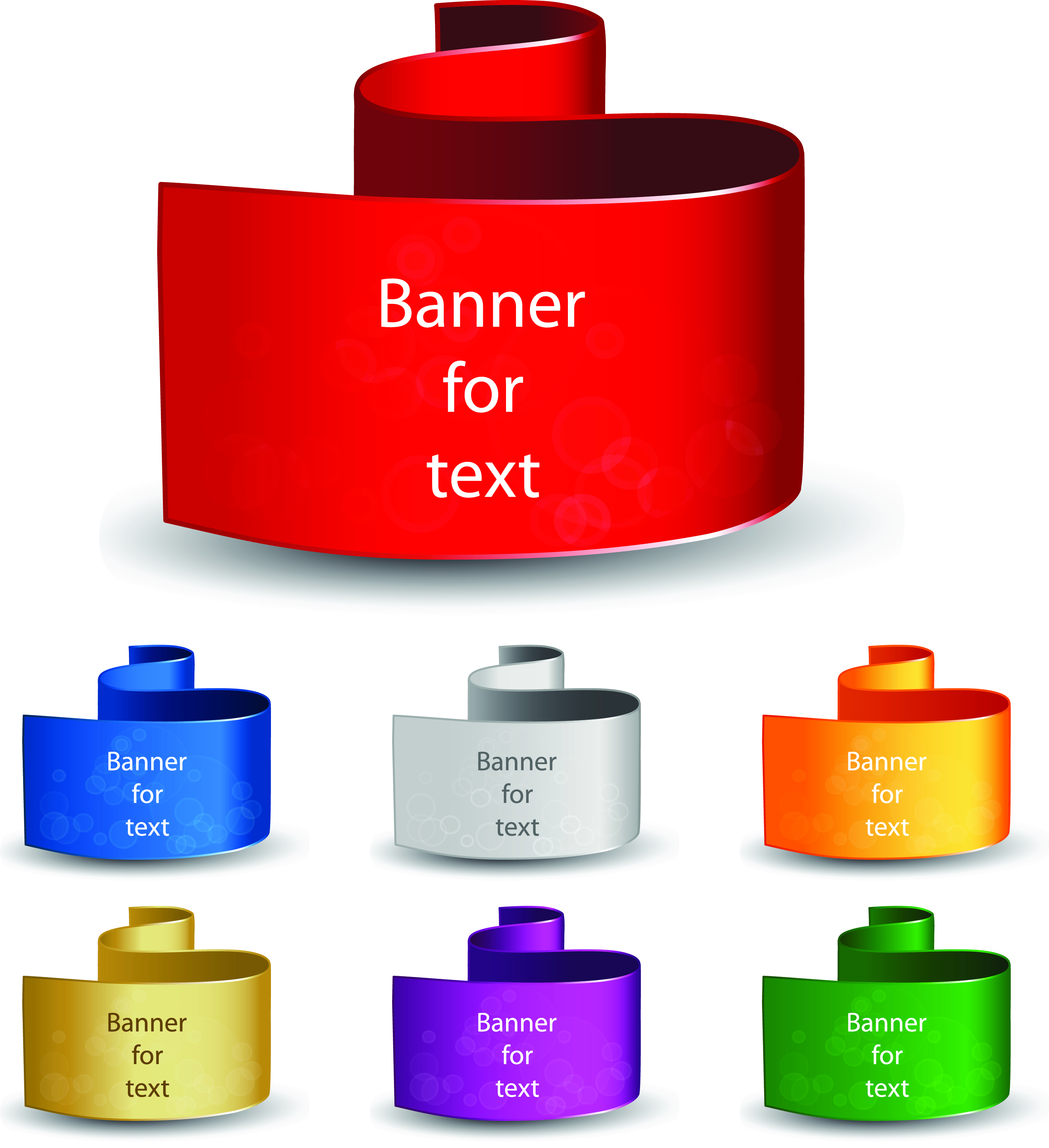 text banner templates modern colored 3d curved shapes