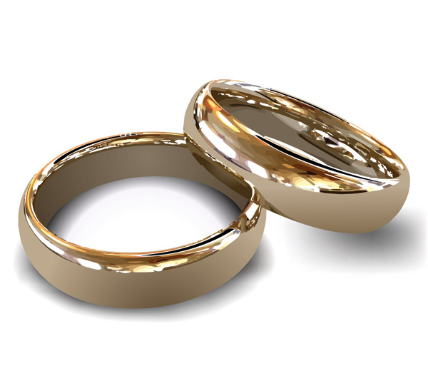 wedding rings couple icon shiny modern realistic 3d