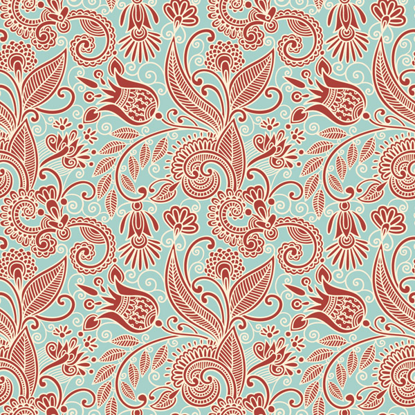 traditional pattern retro flower sketch flat design