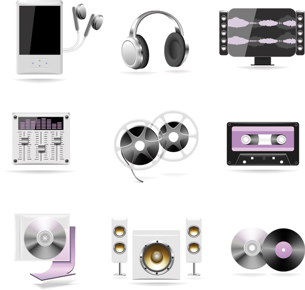 audio design elements shiny modern objects sketch