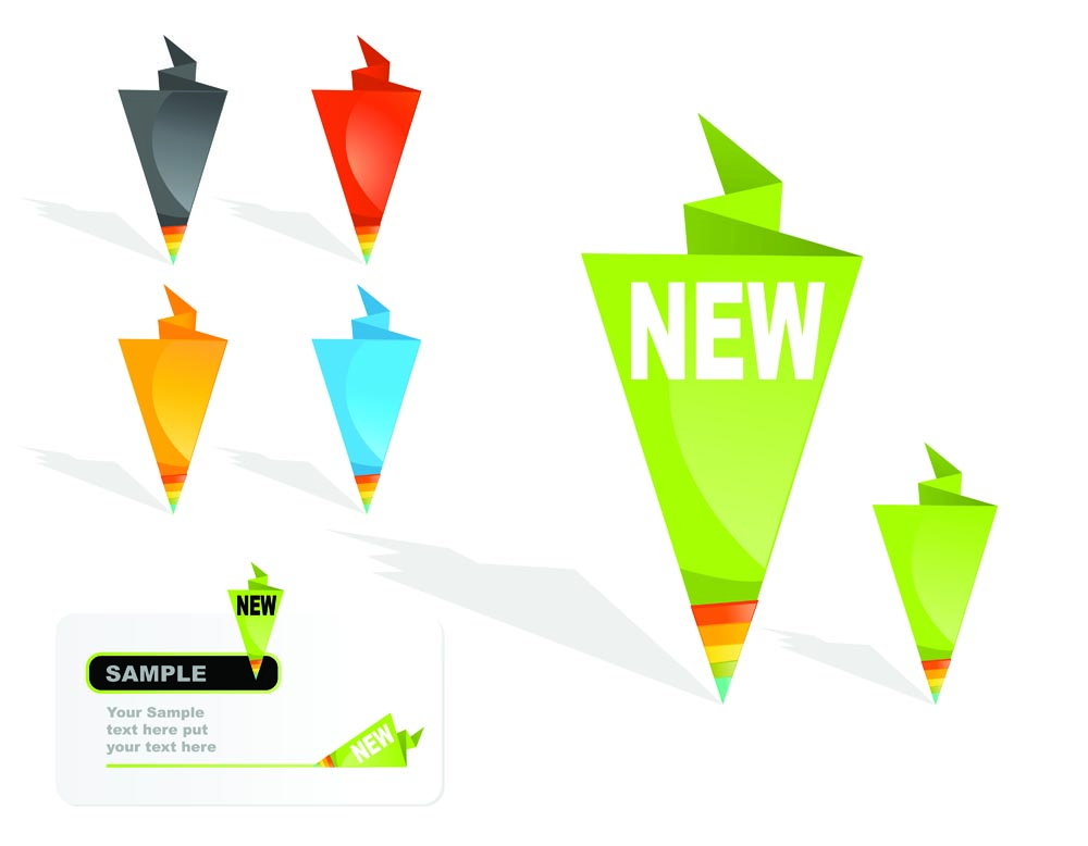 sale labels templates colored modern origami 3d